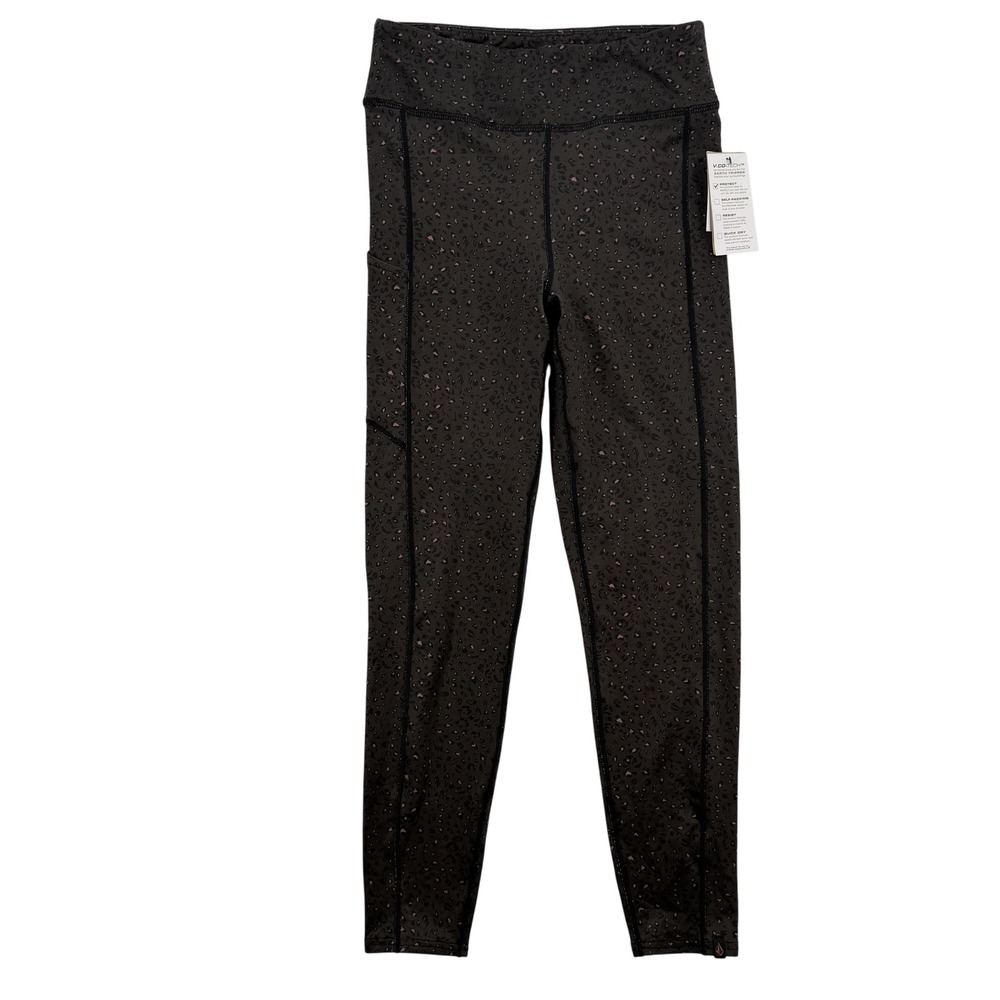 Volcom V.Co-Tech Leggings Womens Small Brown Pink Leopard Side Pocket Pants NWT